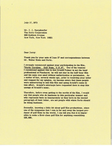 Letter from Mark H. McCormack to J. J. Burgdoerfer