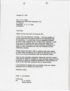 Letter from Mark H. McCormack to W. G. Stone