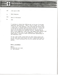 Memorandum from Mark H. McCormack to Rick Isaacson