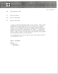 Memorandum from Mark H. McCormack to Erik van Dillen