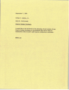 Memorandum from Mark H. McCormack to Arthur J. Lafave Jr.