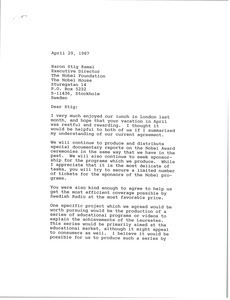 Letter from Mark H. McCormack to Stig Ramel