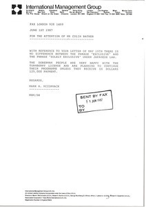 Fax from Mark H. McCormack to Colin Bather