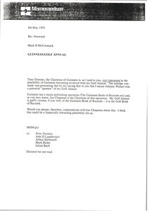 Memorandum from Mark H. McCormack to Bev Norwood