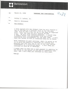 Memorandum from Mark H. McCormack to Arthur J. Lafave