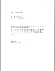 Fax from Mark H. McCormack to Barry Frank