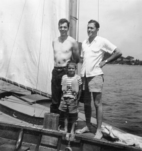 Santa Cruz: Caleb Foote (left) and others on board a sailboat
