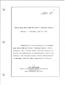 Boston Ryan White CARE Act Title I Planning Council Meeting