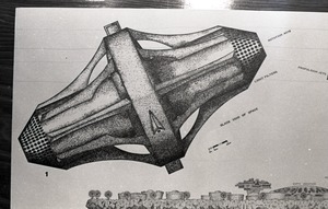 Architectural sketch of "Asteromo" by Paolo Soleri