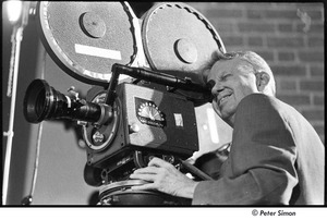 National Student Association Congress: NBC camera man filming Timothy Leary debate Sidney Cohen on 'social philosophy'