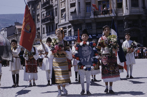 Schoolchildren at national celebration in Skopje