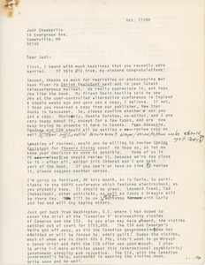 Letter from Don Weitz to Judi Chamberlin