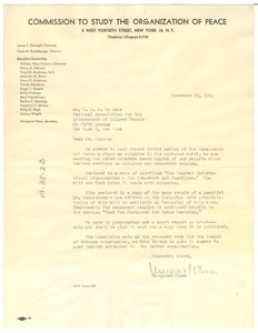 Letter from Commission to Study the Organization of Peace to W. E. B. Du Bois