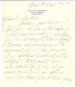 Letter from Grace F. Nail to W. E. B. Du Bois