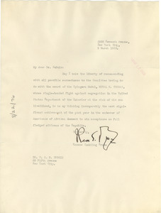 Letter from Roscoe Conkling Bruce to W. E. B. Du Bois