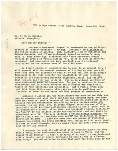 Letter from E. M. DeKonza to W. E. B. Du Bois