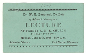 Advertisement for Du Bois Lecture