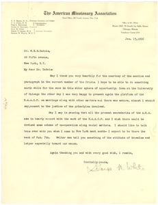 Letter from George N. White to W. E. B. Du Bois
