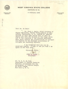Letter from West Virginia State College to W. E. B. Du Bois