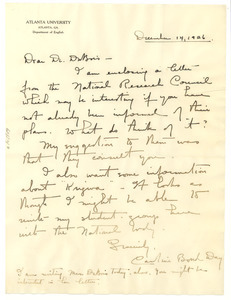 Letter from Caroline Bond Day to W. E. B. Du Bois