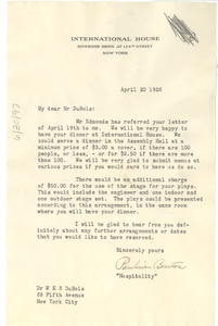 Letter from Pauline Burton to W. E. B. Du Bois