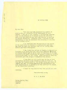 Letter from W. E. B. Du Bois to Norman Manley