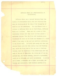 Jefferson Davis as a representative of civilization