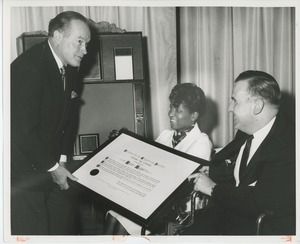 Bob Hope receiving the Thumbs Up! citation at Institute Day