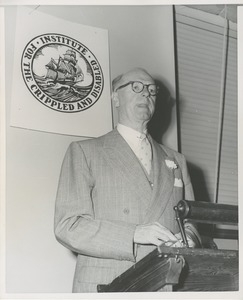 Man giving a speech during national employ the physically handicapped (neph) week