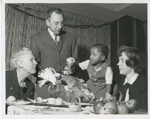 Mr. Burrows and clients eating turkey