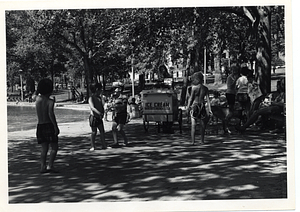 Children around an ice cream vendor near Frog Pond, Boston Common