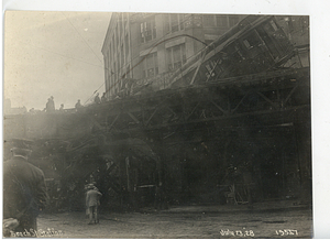 Beach Street Station accident, view from street of tracks and car