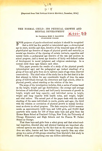 The normal child: its physical growth and mental development