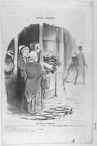 Une PARTIE DE CAMPAGNE. - Monsieur n'a pas voulu attendre son neveu: alors Madame a trouvé que le temps menaçait, mais ça n'a rien fait. -Quel vieux grigou! - Oh! mère Poirier, il paiera ça plus cher qu'au marché. - Et qu'elle fera fichtre bien par exemple!