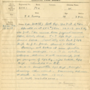 Medical Case Sheet (Army Form I. 1237), August 15-17, 1917.