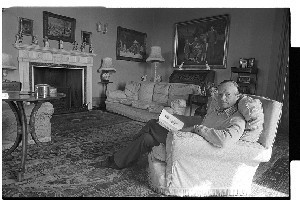 Colonel Rowan Hamilton, Alliance Party politician and former British Army Officer, sitting at home in his livingroom in Killyleagh Castle
