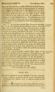 1807 Chap. 0041. An act in addition to an act, entitled, "An act to incorporate a number of persons in the towns of Edgartown, Chilmark and Tisbury, into a religious society in Tisbury."