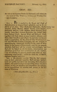 1809 Chap. 0042. An Act To Incorporate Nathaniel Fairbanks And Others, By The Name Of The Winthrop Cotton And Woollen Factory Company.