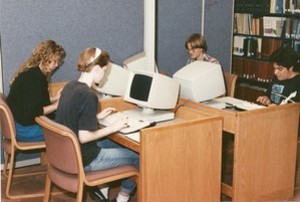 O'Neill Library interior: students working at computers