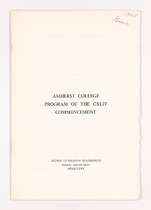 Amherst College Commencement program, 1965 May 28