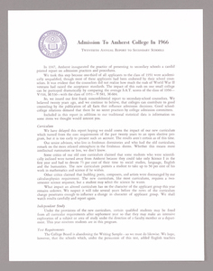 Amherst College annual report to secondary schools and information for applicants for admission, 1966