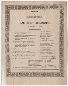Amherst Academy exhibition program, 1824 August 11