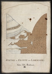 Orra White Hitchcock drawing of junction of granite and limestone, Glen Tilt, Scotland