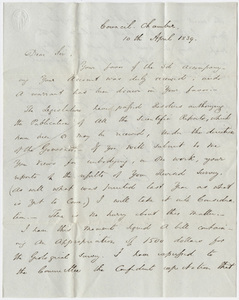 Governor Edward Everett letter to Edward Hitchcock, 1839 April 10