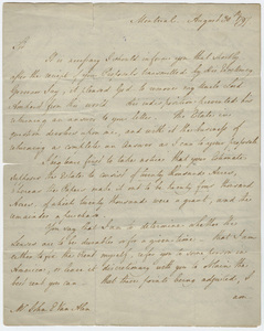 William Pitt Amherst letter to John Van Alen, 1797 August 30