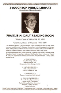 Dedication of Francis M. Daly Reading Room
