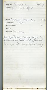 Tewksbury Almshouse Intake Record: Wright, William