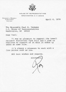 Letter to Paul E. Tsongas from Romano L. Mazzoli