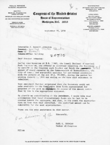 Letter to J. Bennett Johnston from Paul E. Tsongas