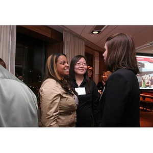Ana Hidalgo and Qinrui Pang converse with Meghan Allen-Eliason at a Torch Scholars event